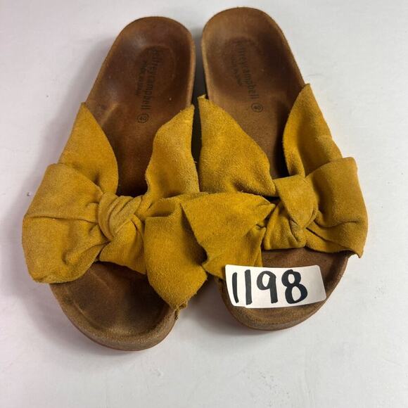 Jeffrey Campbell Sandals Slides Women's Size 40 Do The Twist Yellow Bow Leather - Picture 3 of 14